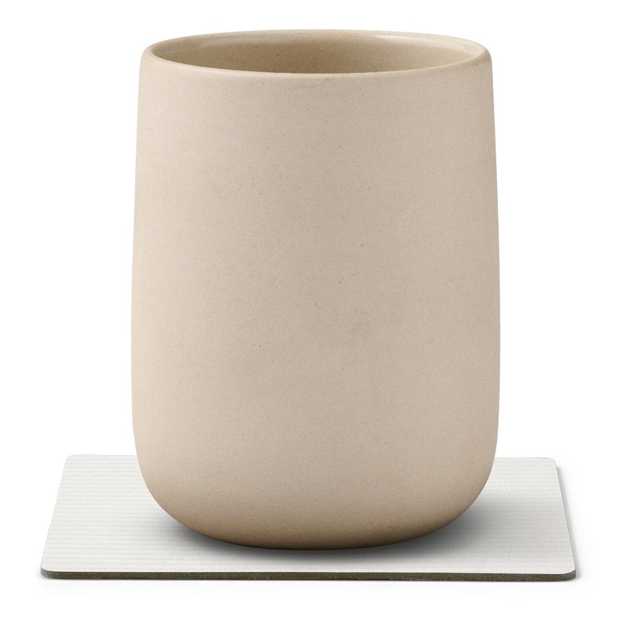 LIND DNA Square Recycled Leder Glasuntersetzer 10x10 cm, Corduroy Pure White