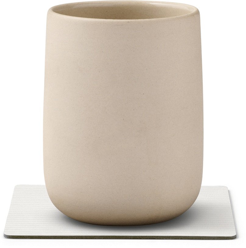 LIND DNA Square Recycled Leder Glasuntersetzer 10x10 cm, Corduroy Pure White