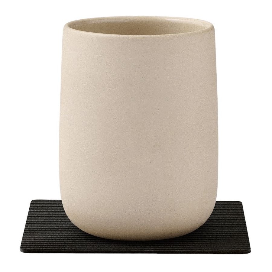 LIND DNA Square Recycled Leder Glasuntersetzer 10x10 cm, Corduroy Black Ink