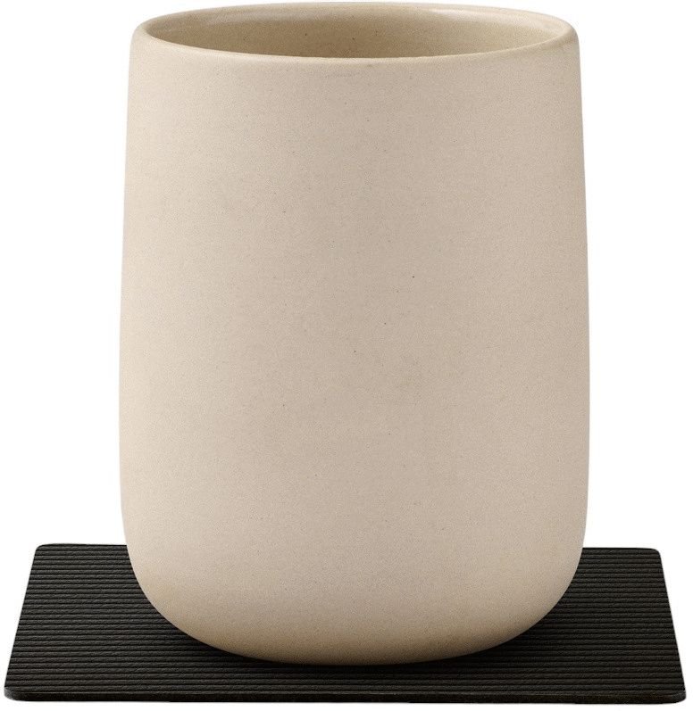 LIND DNA Square Recycled Leder Glasuntersetzer 10x10 cm, Corduroy Black Ink