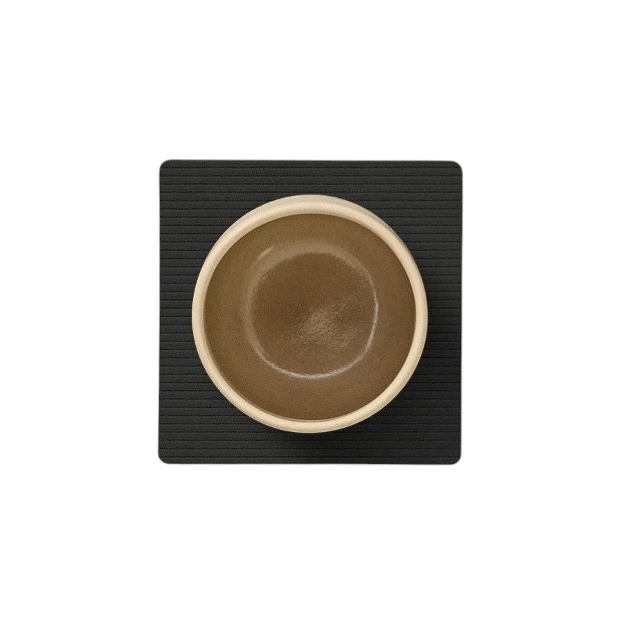 LIND DNA Square Recycled Leder Glasuntersetzer 10x10 cm, Corduroy Black Ink