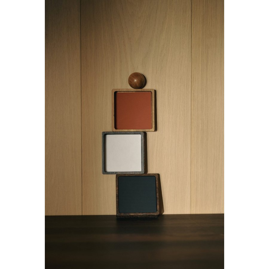 LIND DNA Square Recycled Leder Glasuntersetzer 10x10 cm, Corduroy Black Ink