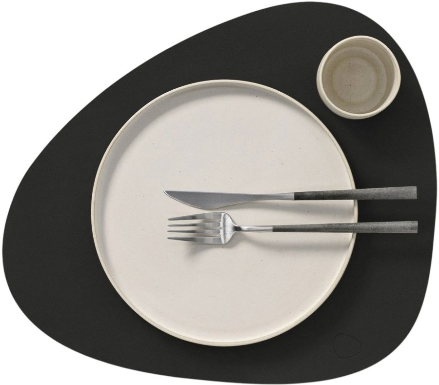 LIND DNA Curve Recycled L�der D�kkeserviet 37x44 cm, Nupo Black Ink