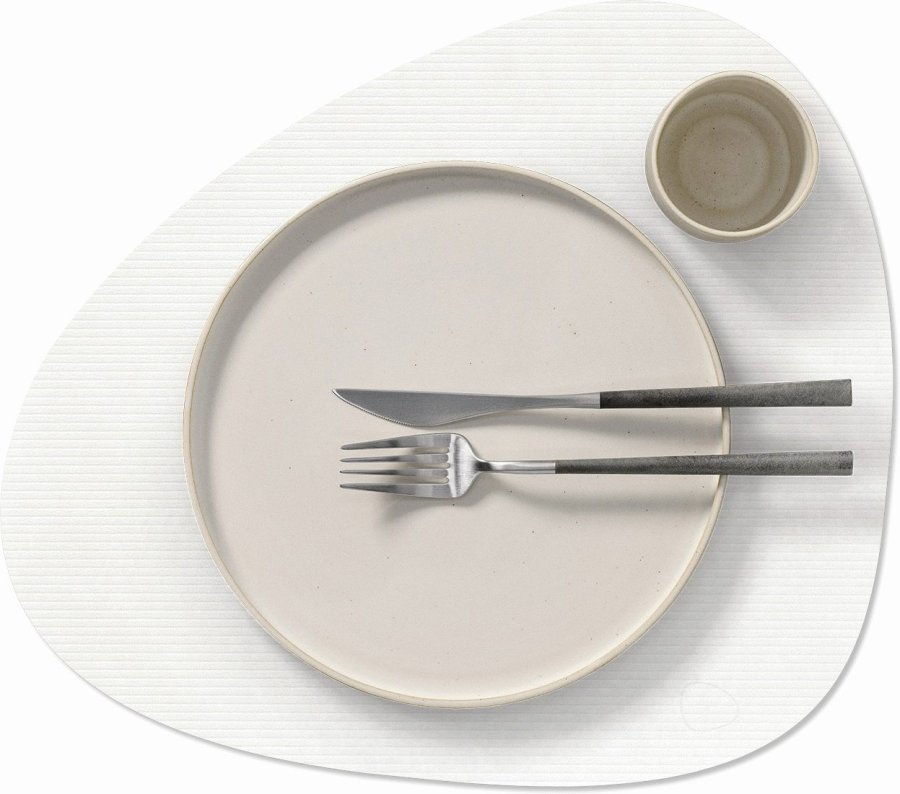 LIND DNA Curve Recycled Leder Tischset 37x44 cm, Corduroy Pure White
