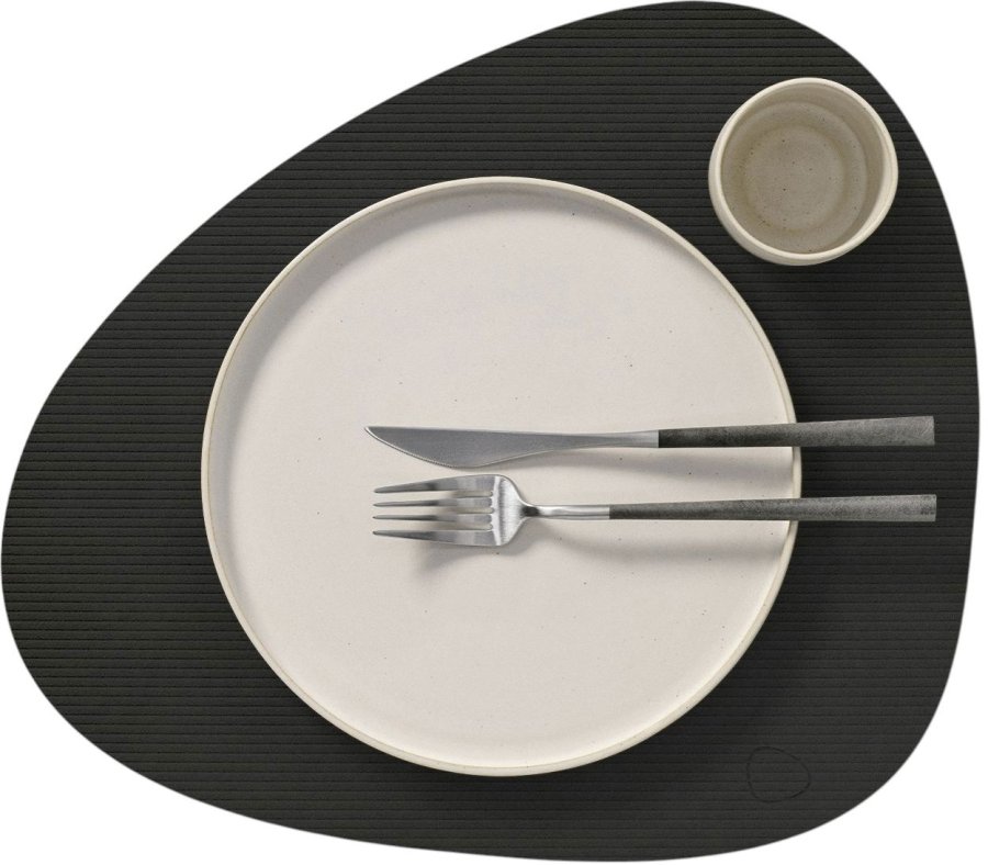 LIND DNA Curve Recycled L�der D�kkeserviet 37x44 cm, Corduroy Black Ink