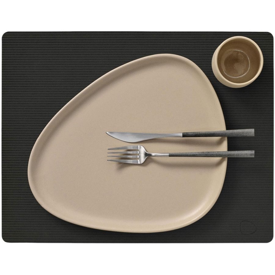 LIND DNA Square Recycled L�der D�kkeserviet 35x45 cm, Corduroy Black Ink