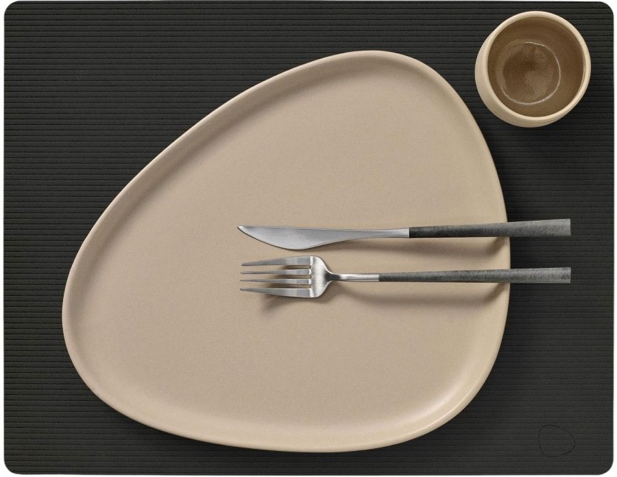 LIND DNA Square Recycled L�der D�kkeserviet 35x45 cm, Corduroy Black Ink