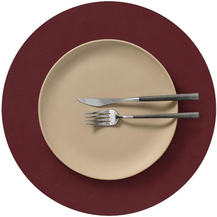 LIND DNA Circle Recycled Leder Platzset Ø38 cm, Nupo Burgundy