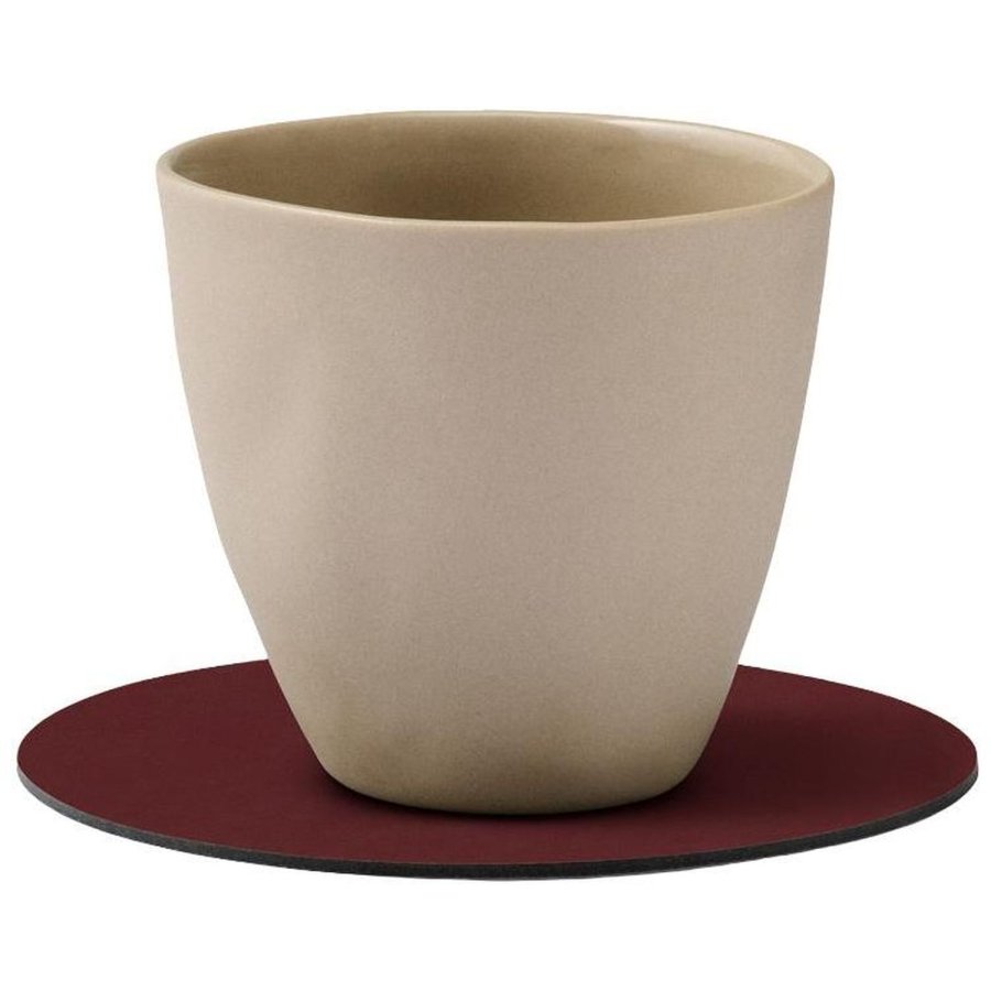 LIND DNA Circle Recycled Leder Glasuntersetzer Ø10 cm, Nupo Burgundy