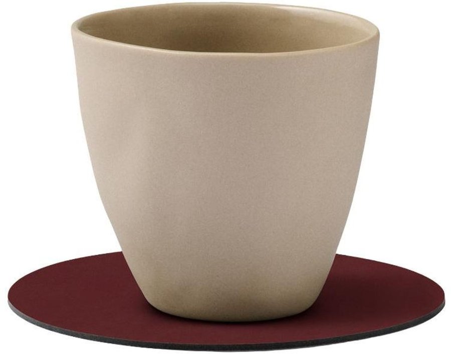 LIND DNA Circle Recycled Leder Glasuntersetzer Ø10 cm, Nupo Burgundy