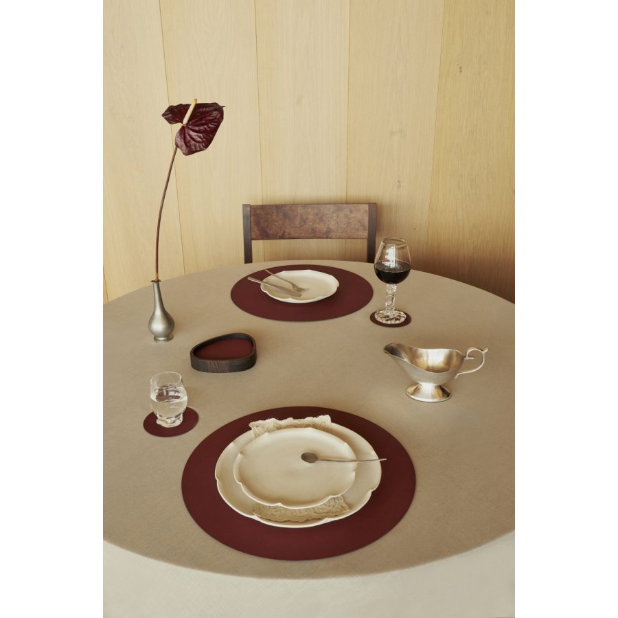 LIND DNA Circle Recycled Leder Glasuntersetzer Ø10 cm, Nupo Burgundy