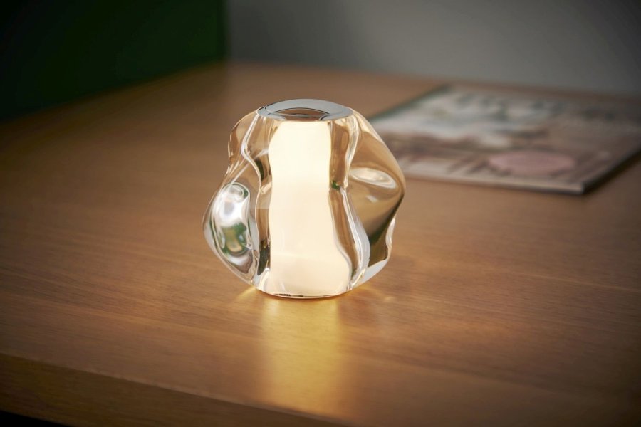 LOOM Design Ice Ball Bordlampe LED H10 cm, Transparent/Krom