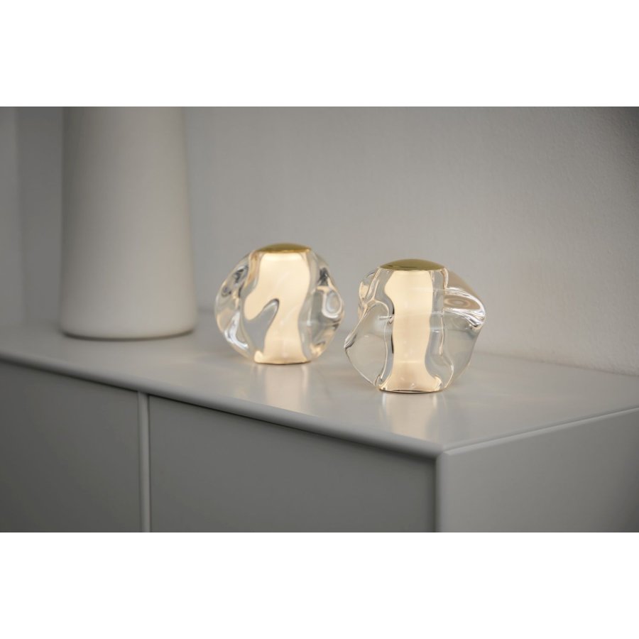 LOOM Design Ice Ball Bordlampe LED H10 cm, Transparent/Guld