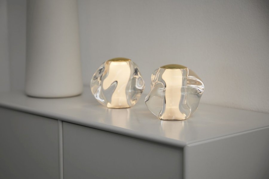 LOOM Design Ice Ball Bordlampe LED H10 cm, Transparent/Guld
