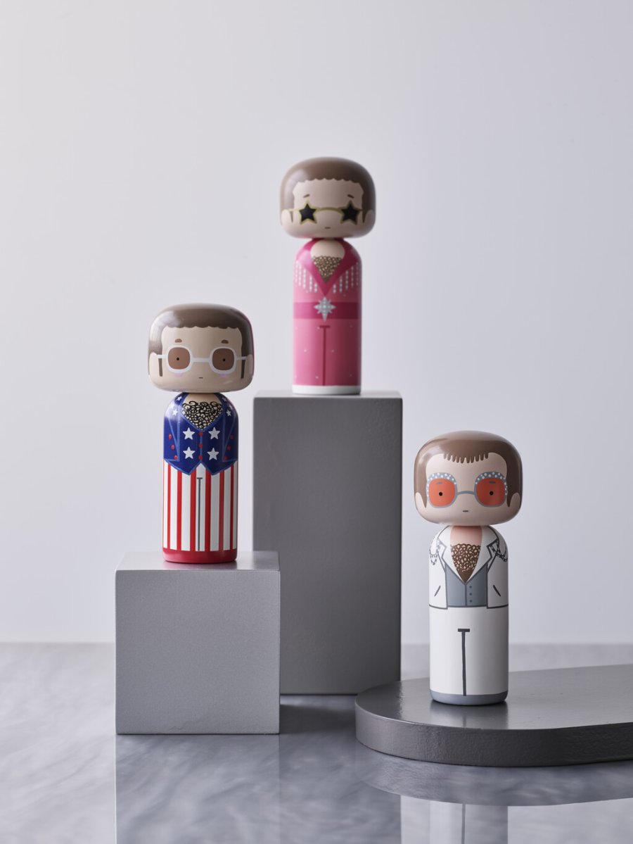 Lucie Kaas Kokeshi Elton H14.5 cm, Malet Tr�