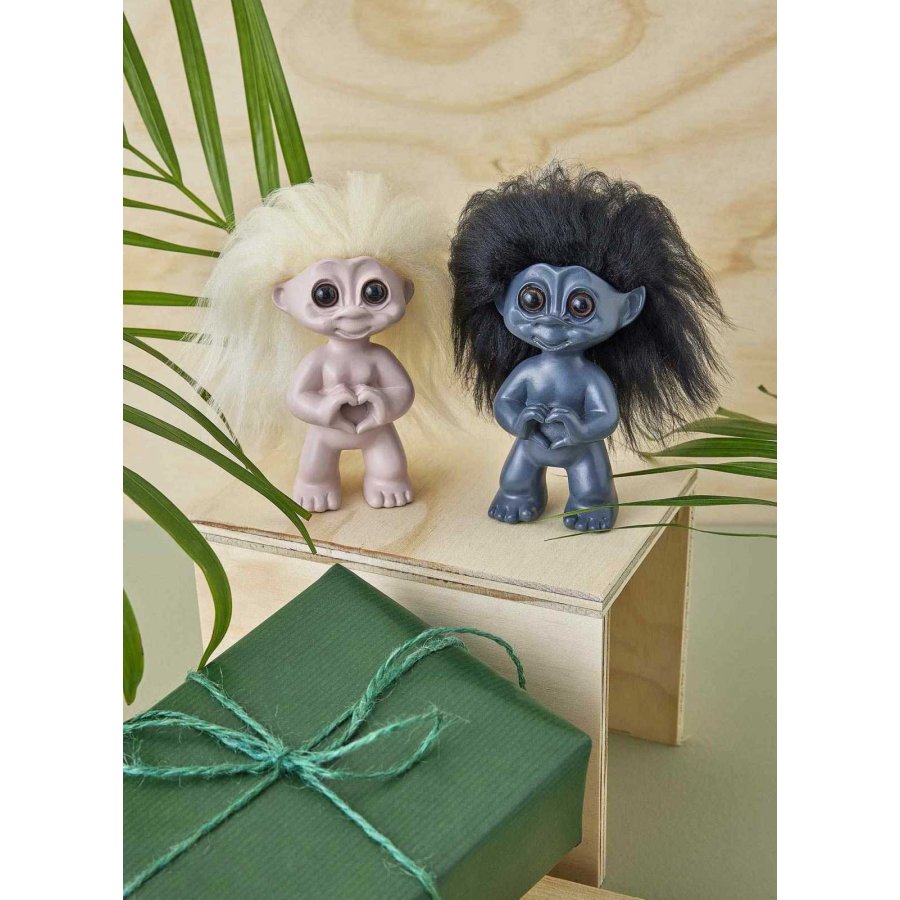 Lykketrold Good Luck Troll 9 cm, Dunkelblau m. Herz