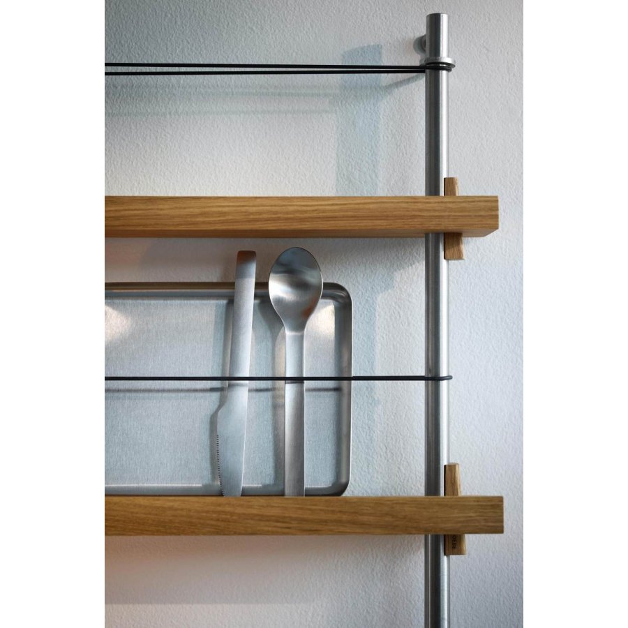 MOEBE Zeitschriftenständer 180x85 cm, Eiche/Edelstahl