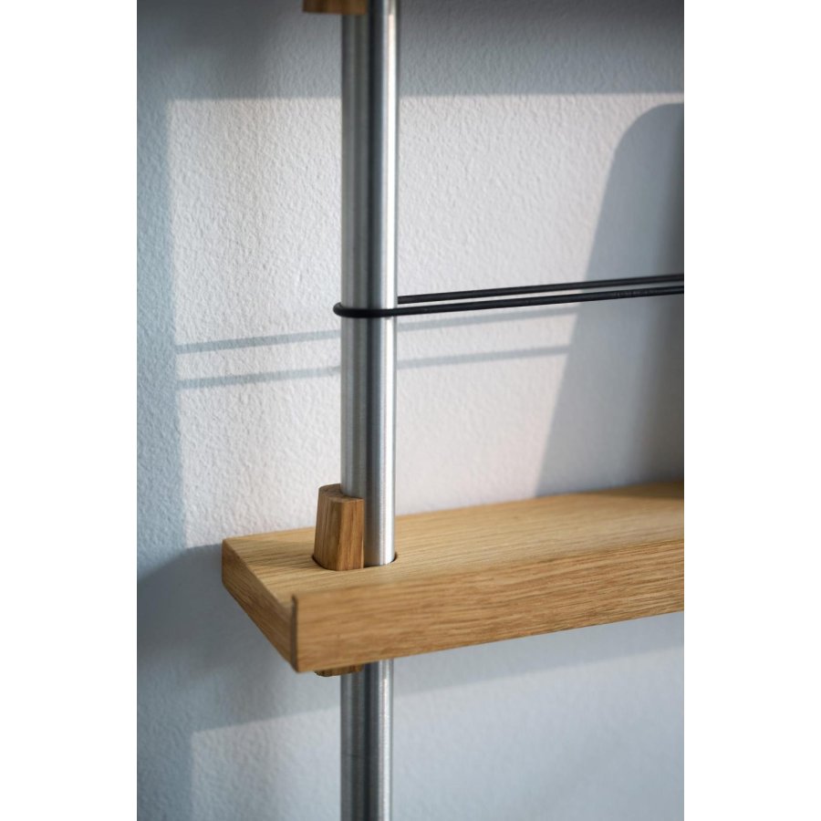 MOEBE Zeitschriftenständer 180x85 cm, Eiche/Edelstahl