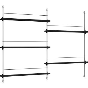 MOEBE Magasinreol 115x162 cm, Sort/Rustfrit Stl