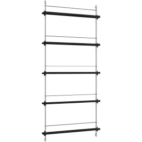 MOEBE Magasinreol 180x85 cm, Sort/Rustfrit Stl