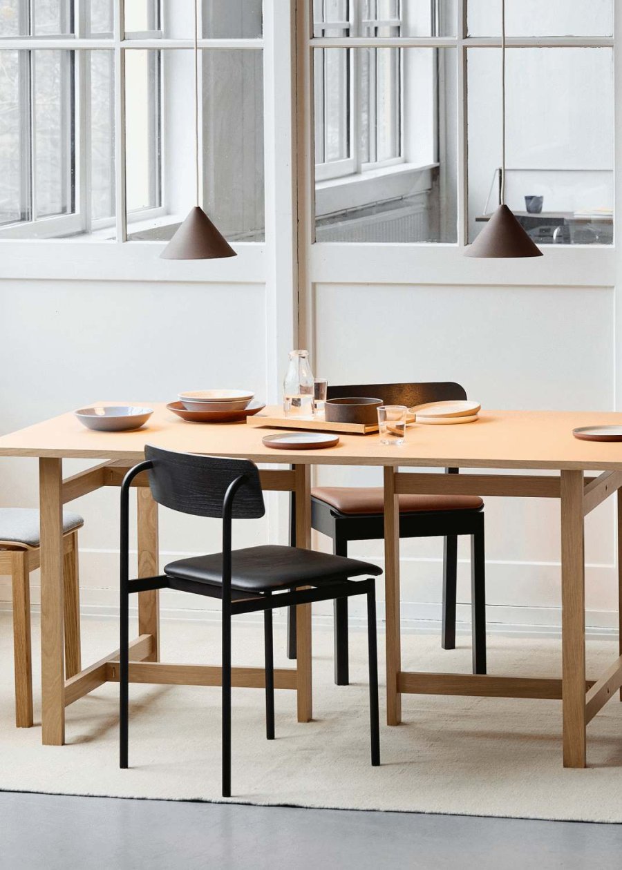 MOEBE Offset Stol H76,5 cm, Sort Ask/Sort L�der