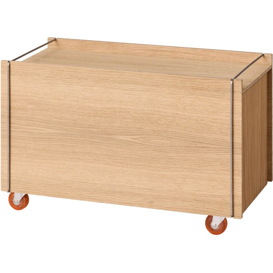 MOEBE Aufbewahrungsbox mit Rollen 60x31x38,2 cm, Eiche/Edelstahl