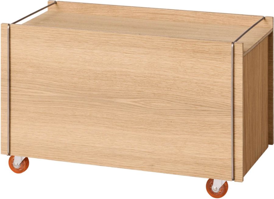 MOEBE Aufbewahrungsbox mit Rollen 60x31x38,2 cm, Eiche/Edelstahl