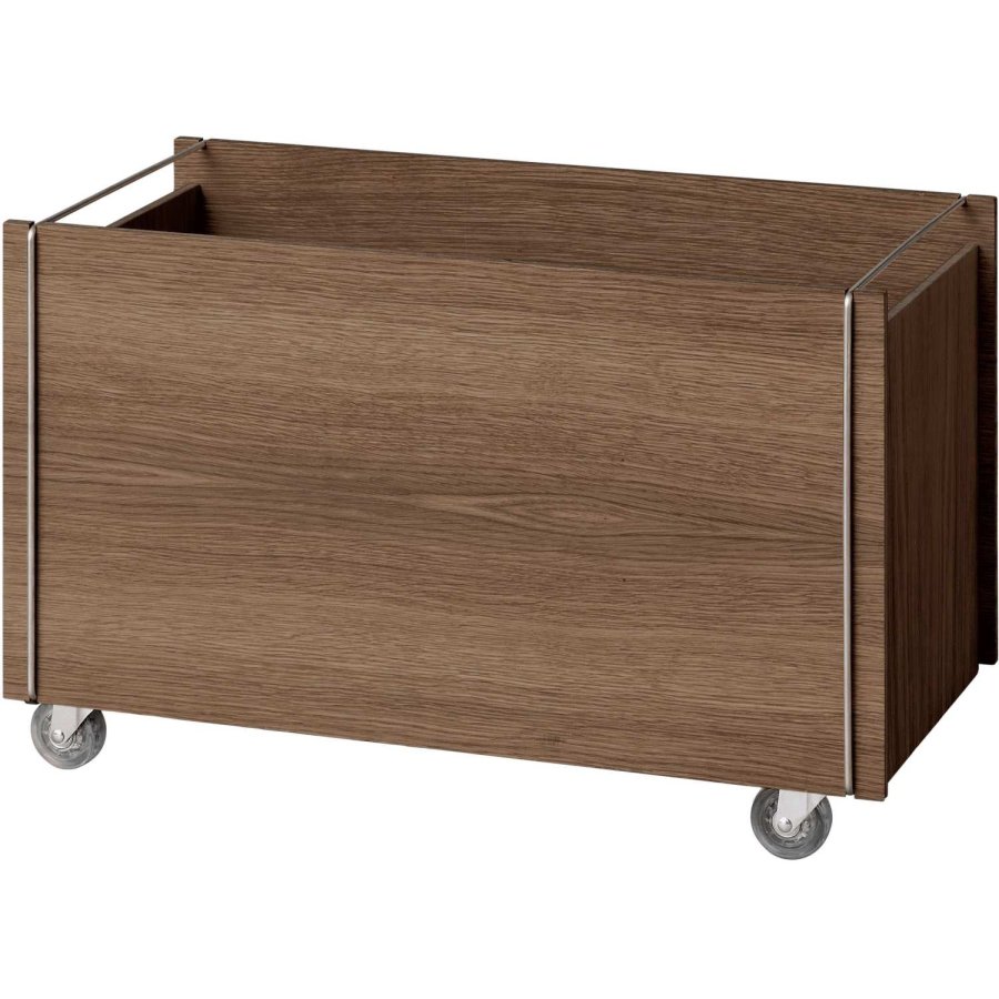 MOEBE Aufbewahrungsbox mit Rollen 60x31x38,2 cm, Ger�ucherte Eiche/Edelstahl