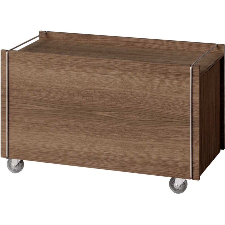MOEBE Aufbewahrungsbox mit Rollen 60x31x38,2 cm, Ger�ucherte Eiche/Edelstahl