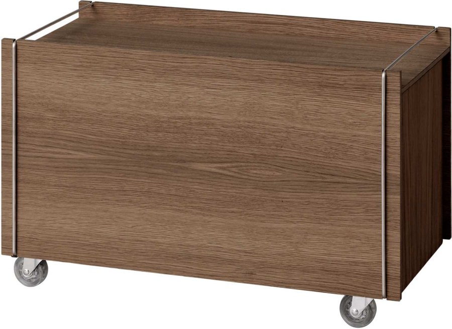 MOEBE Aufbewahrungsbox mit Rollen 60x31x38,2 cm, Ger�ucherte Eiche/Edelstahl