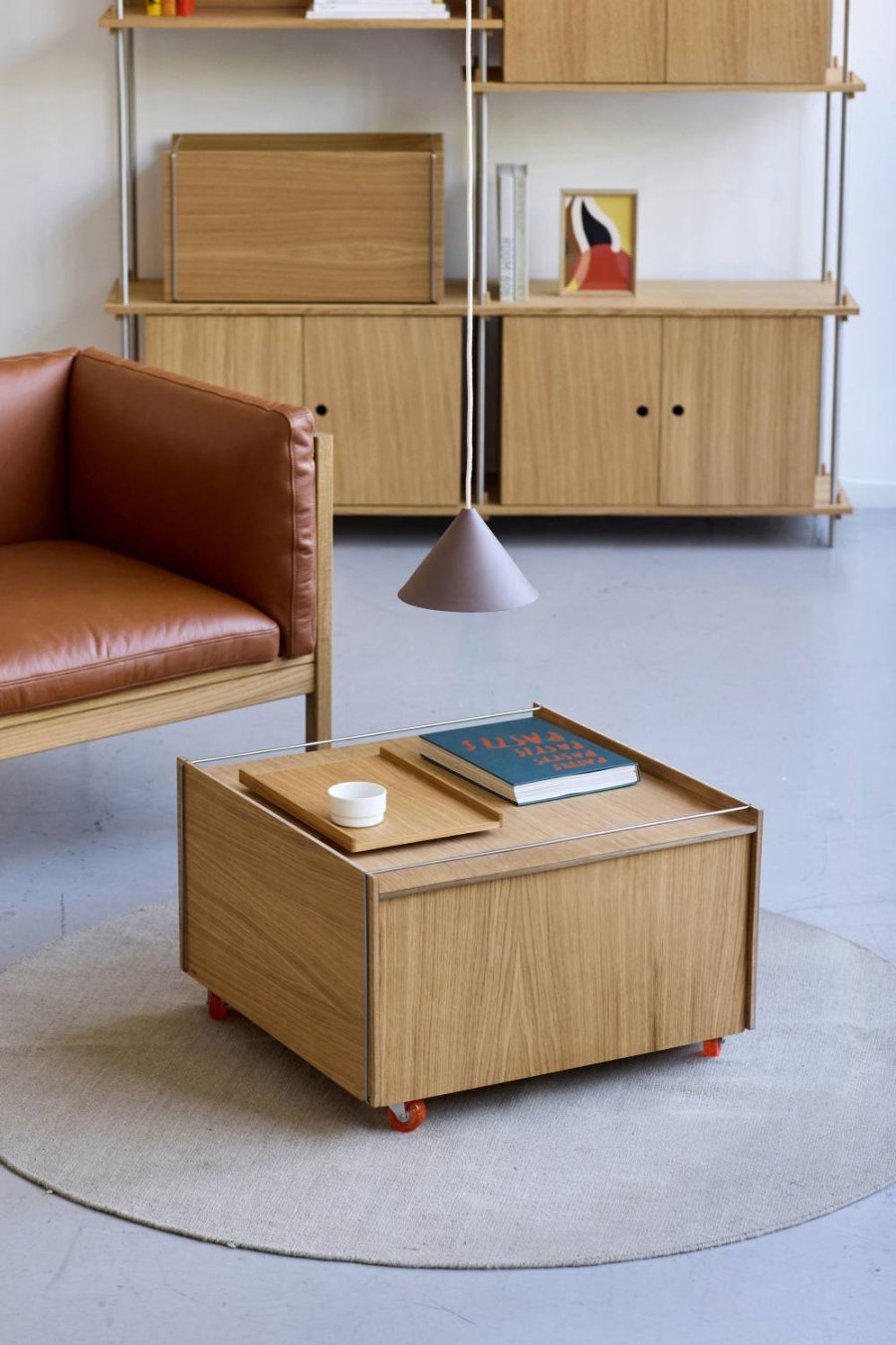 MOEBE Aufbewahrungsbox mit Rollen 60x61x38,2 cm, Eiche/Edelstahl