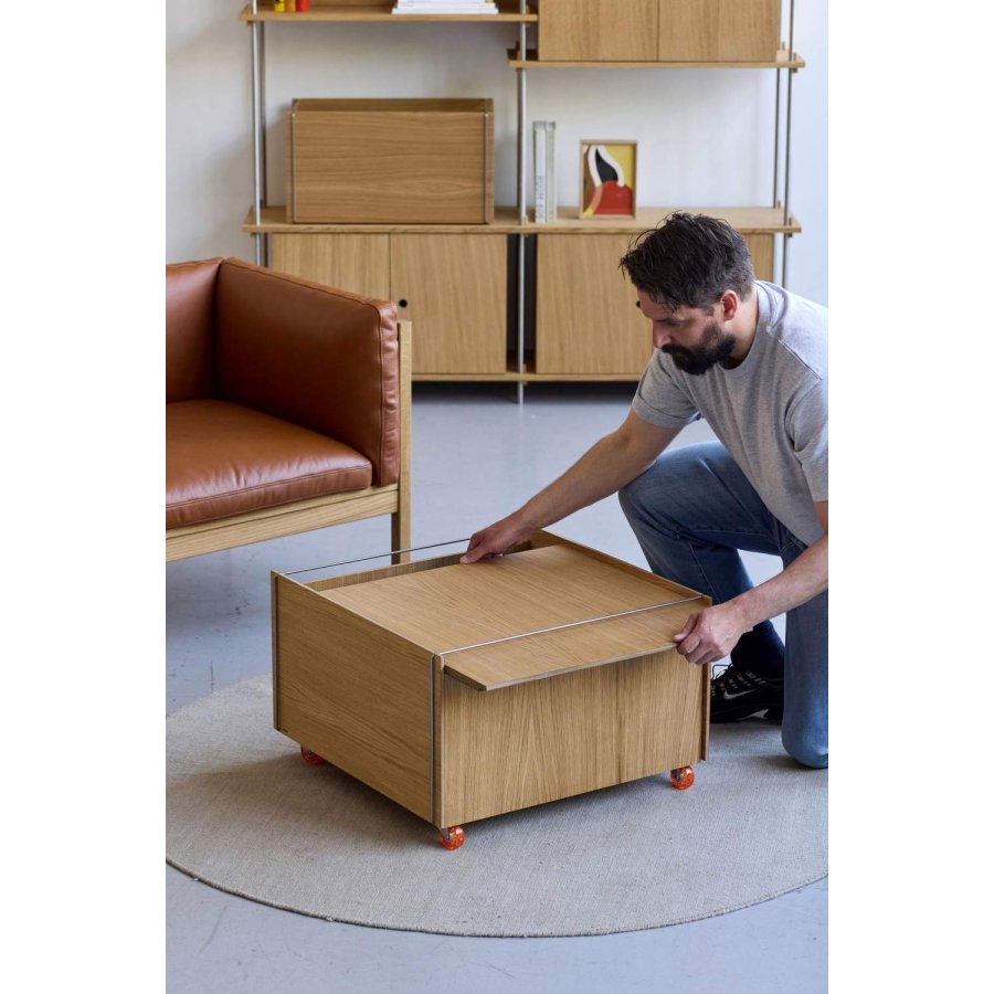 MOEBE Aufbewahrungsbox mit Rollen 60x61x38,2 cm, Eiche/Edelstahl