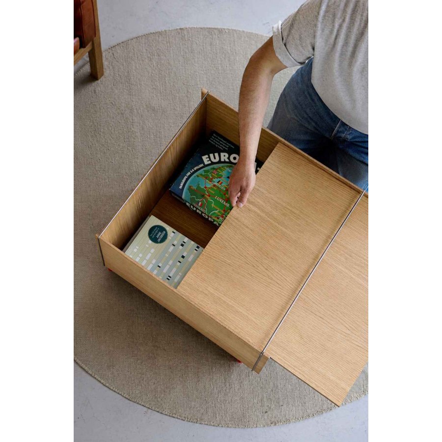 MOEBE Aufbewahrungsbox mit Rollen 60x61x38,2 cm, Eiche/Edelstahl