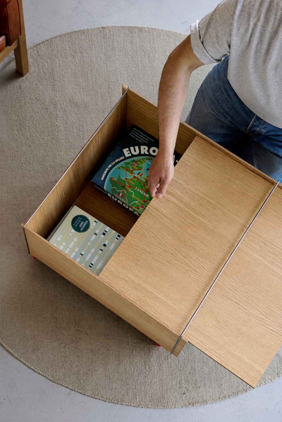 MOEBE Aufbewahrungsbox mit Rollen 60x61x38,2 cm, Eiche/Edelstahl