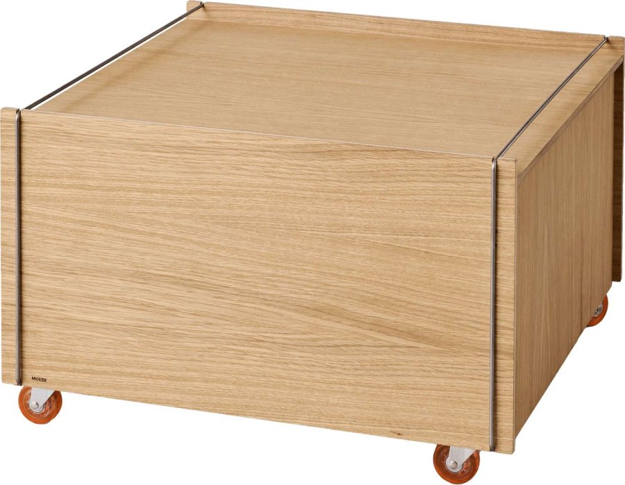 MOEBE Aufbewahrungsbox mit Rollen 60x61x38,2 cm, Eiche/Edelstahl