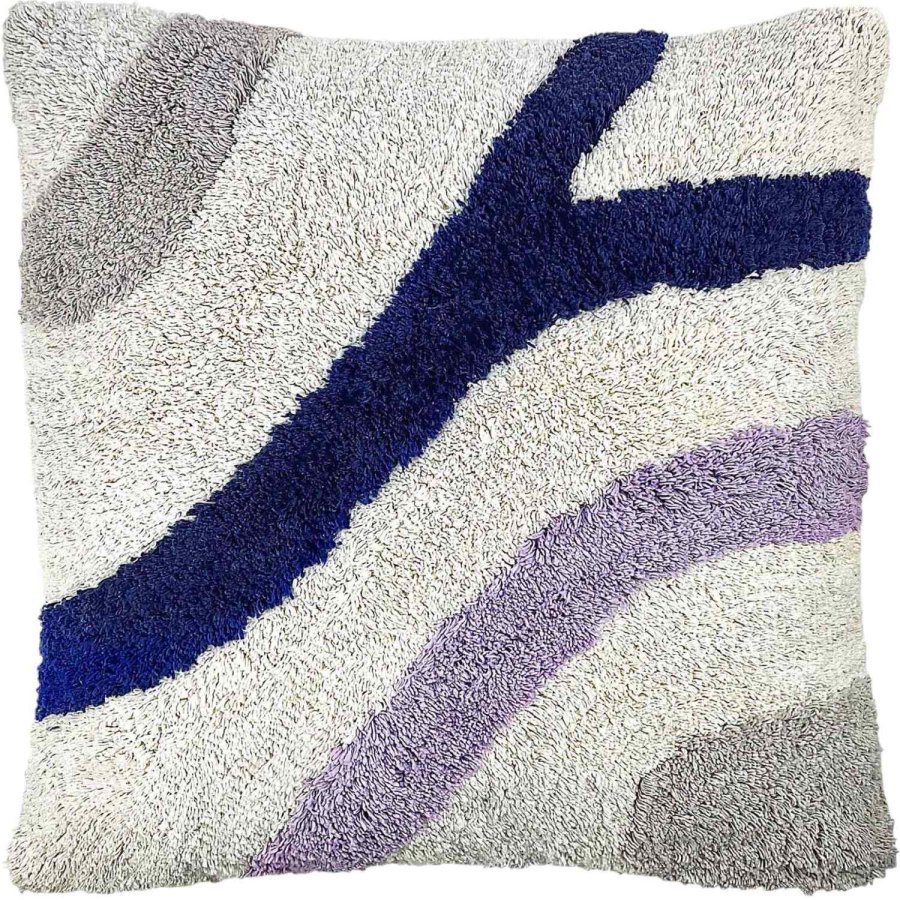 MOUD Home Flow Kissenbezug 50x50 cm, Beige/Lila/Blau