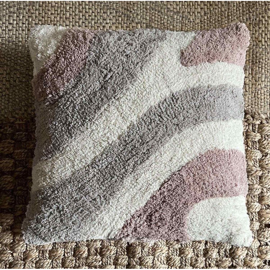 MOUD Home Flow Kissenbezug 50x50 cm, Beige/Grau/Braun