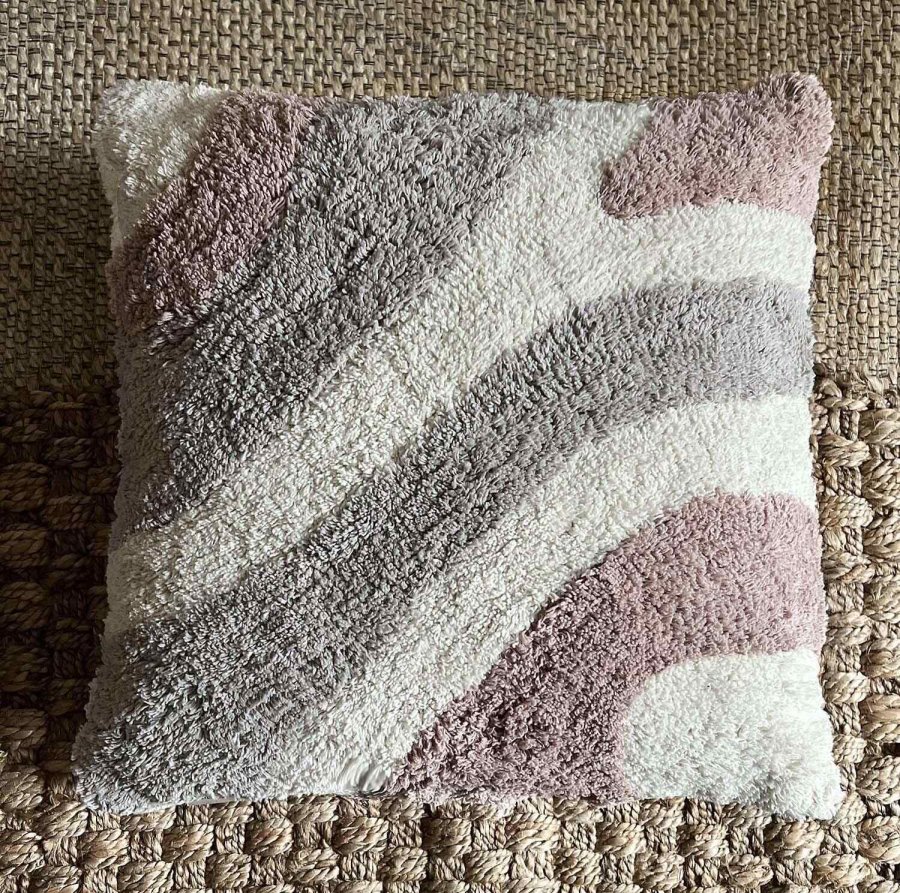 MOUD Home Flow Kissenbezug 50x50 cm, Beige/Grau/Braun