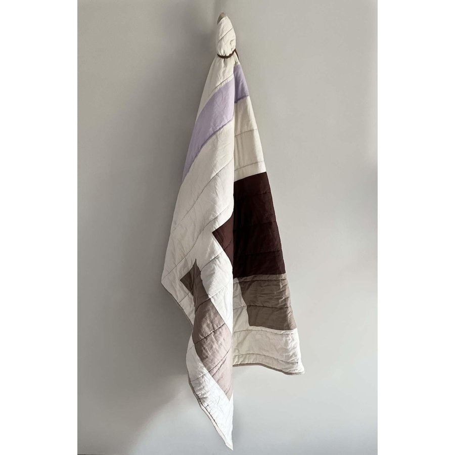 MOUD Home Patch Gestepptes Steppdecke 130x170 cm, Lila/Braun/Beige