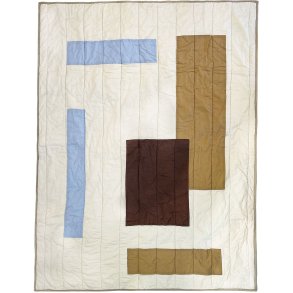 MOUD Home Patch Gestepptes Steppdecke 130x170 cm, Blau/Beige/Braun