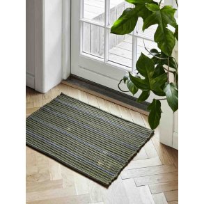 MOUD Home Stripe Dørmåtte 50x72 cm, Olive/Blå