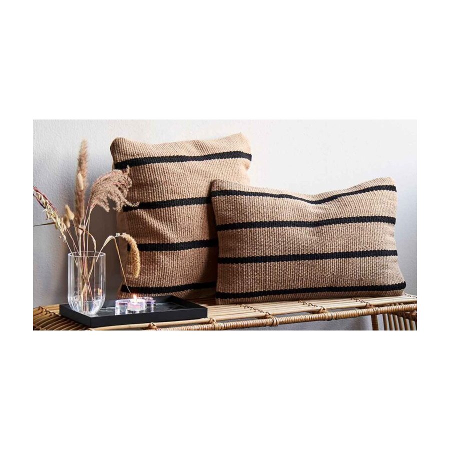 MOUD Home Stripe Kissenbezug 50x50 cm, Beige/Schwarz