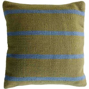 MOUD Home Stripe Kissenbezug 50x50 cm, Olive/Blau