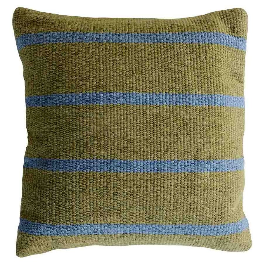 MOUD Home Stripe Kissenbezug 50x50 cm, Olive/Blau