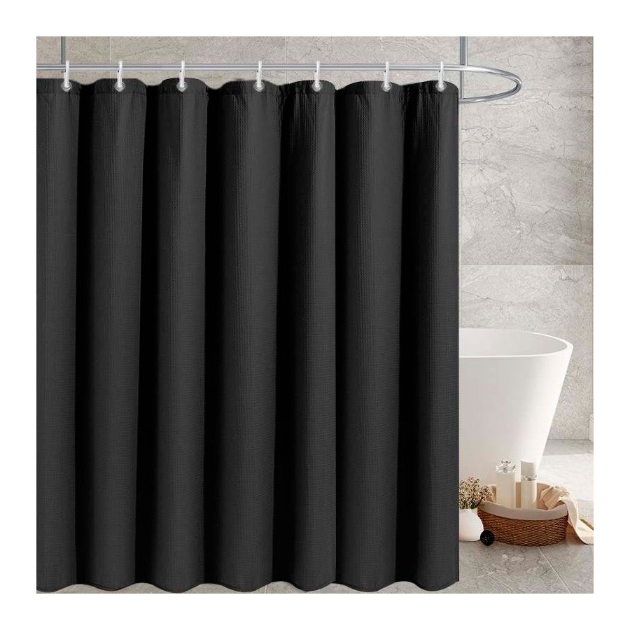 MOUD Home Waffle Duschvorhang 180x200 cm, Schwarz