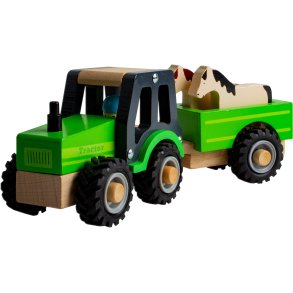 Magni Traktor m. Anhænger og Dyr 4 Dele 26 cm, Grøn
