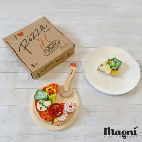 Magni Pizza m. Tilbehør og Æske 21 Dele 19 cm, Multi