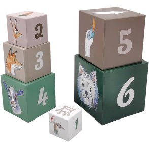 Magni Stack Tower mit Tiere und Zahlen 6-teilig 15 cm, Mehrfarbig