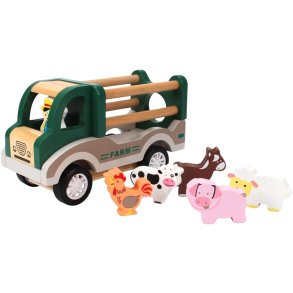 Magni Dyretransport m. Bondeg�rdsdyr og Pull-Back 8 Dele 23 cm, Multi