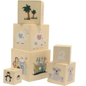 Magni Stabelkasser Noahs Ark 6 Dele 14 cm, Natur